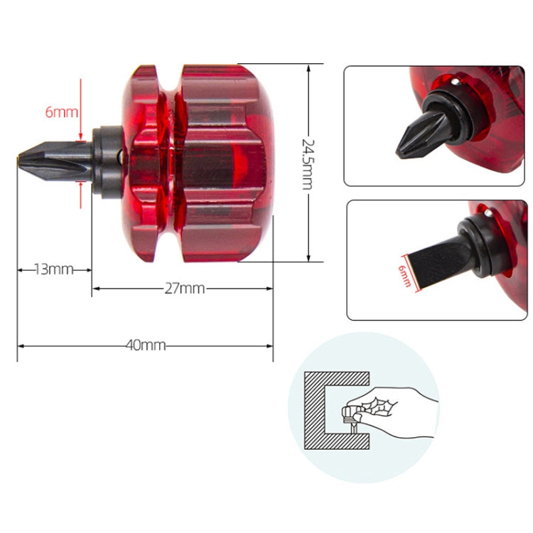 HSD HS-206 Portable Short Handle Phillips And Straight 2 In 1 Screwdriver With Magnetism - free shipping - PMc TechLife - Order now!