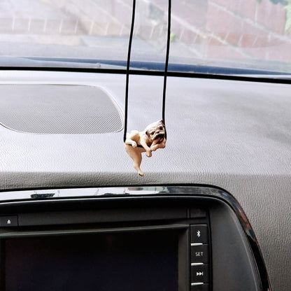 Small Bulldog Cute Dog Car Rearview Mirror Pendant(White) - Ornaments by PMC Jewellery | Online Shopping South Africa | PMC Jewellery