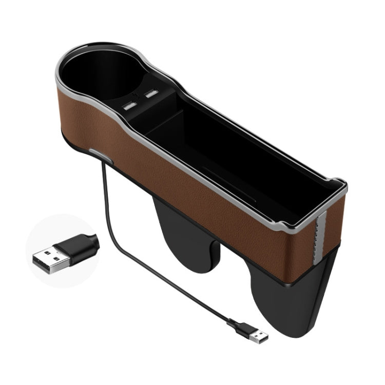 Car Seat Gap Storage Box Multifunctional Mobile Phone USB Charger, Color: Standard Brown - Stowing Tidying by PMC Jewellery | Online Shopping South Africa | PMC Jewellery | Buy Now Pay Later Mobicred