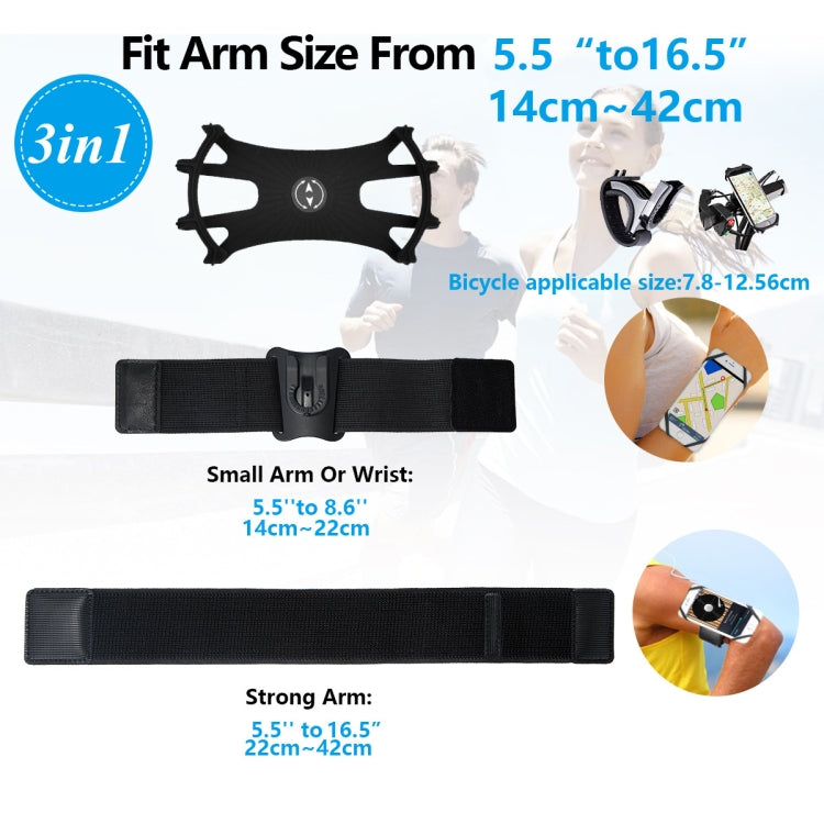 3 In 1 Disassembered Rotating Arm Belt Bag Sports Phone Bag Bracket For 4.5-7 inch Phones(Black) - Other by PMC TechLife | Online Shopping South Africa | PMC TechLife | Buy Now Pay Later Mobicred