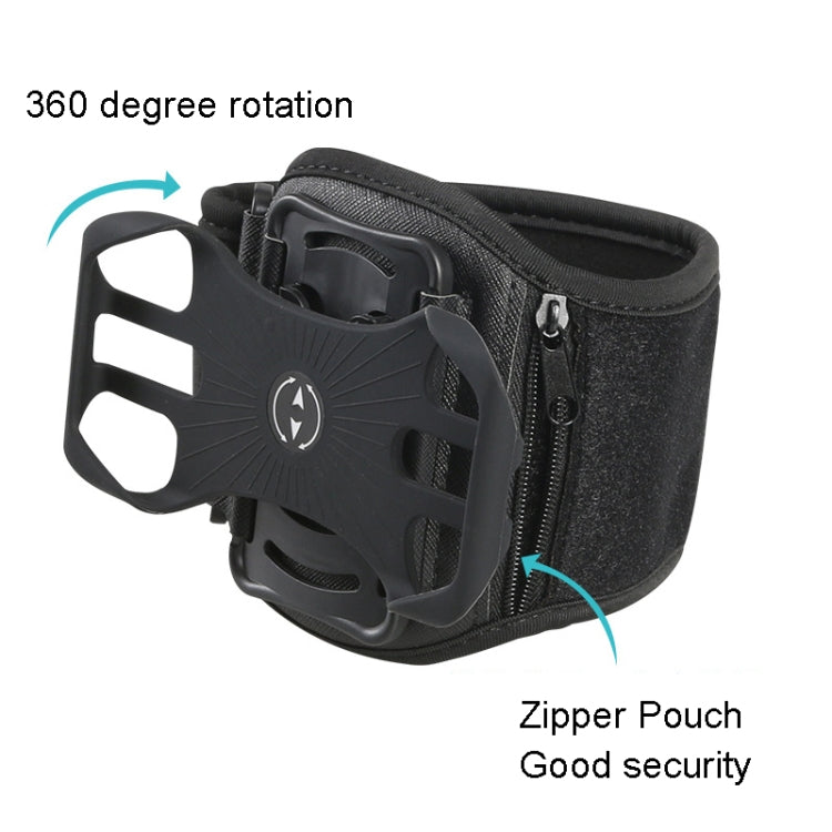For 4.5-7 inch Phone Zipper Pocket Removable Rotating Arm Belt Bag Running Riding Phone Case(8 Claw Black) - Other by PMC TechLife | Online Shopping South Africa | PMC TechLife | Buy Now Pay Later Mobicred
