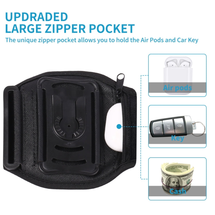 For 4.5-7 inch Phone Zipper Pocket Removable Rotating Arm Belt Bag Running Riding Phone Case(8 Claw Black) - Other by PMC TechLife | Online Shopping South Africa | PMC TechLife | Buy Now Pay Later Mobicred