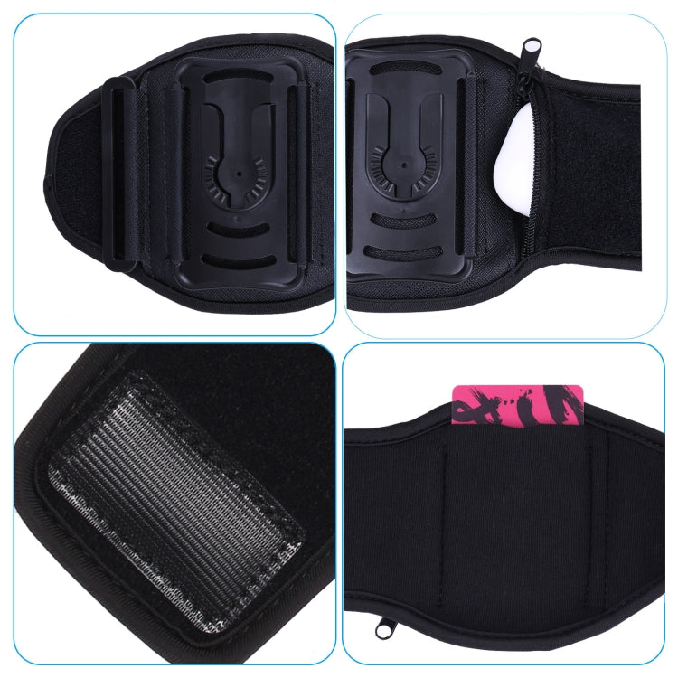 For 4.5-7 inch Phone Zipper Pocket Removable Rotating Arm Belt Bag Running Riding Phone Case(8 Claw Black) - Other by PMC TechLife | Online Shopping South Africa | PMC TechLife | Buy Now Pay Later Mobicred