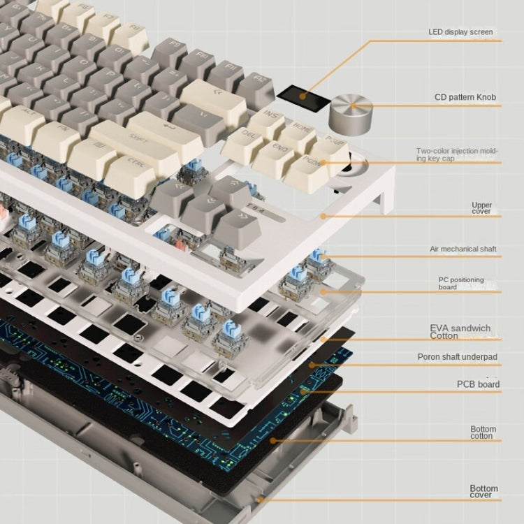 LANGTU LT84 Mechanical Luminous Keyboard, Style: Wireless Tri-Mode RGB Sea-Air Axis Pro ( Whiteout ) - Wireless Keyboard by LANGTU | Online Shopping South Africa | PMC Jewellery | Buy Now Pay Later Mobicred