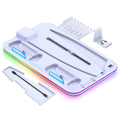 For PS5 / PSVR2 Controller Multi-Functional Cooling Base With RGB Lights(White) - Holder by PMC Jewellery | Online Shopping South Africa | PMC Jewellery