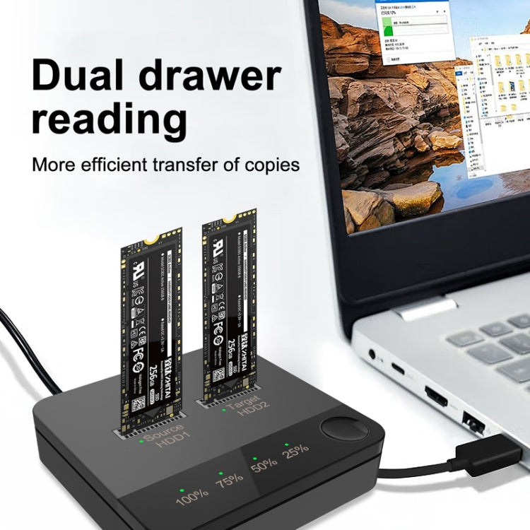 M.2 SATA Hard Disk Duplicator Solid State Drive SSD Mobile Hard Drive Enclosure(Black) - HDD Enclosure by PMC TechLife | Online Shopping South Africa | PMC TechLife | Buy Now Pay Later Mobicred
