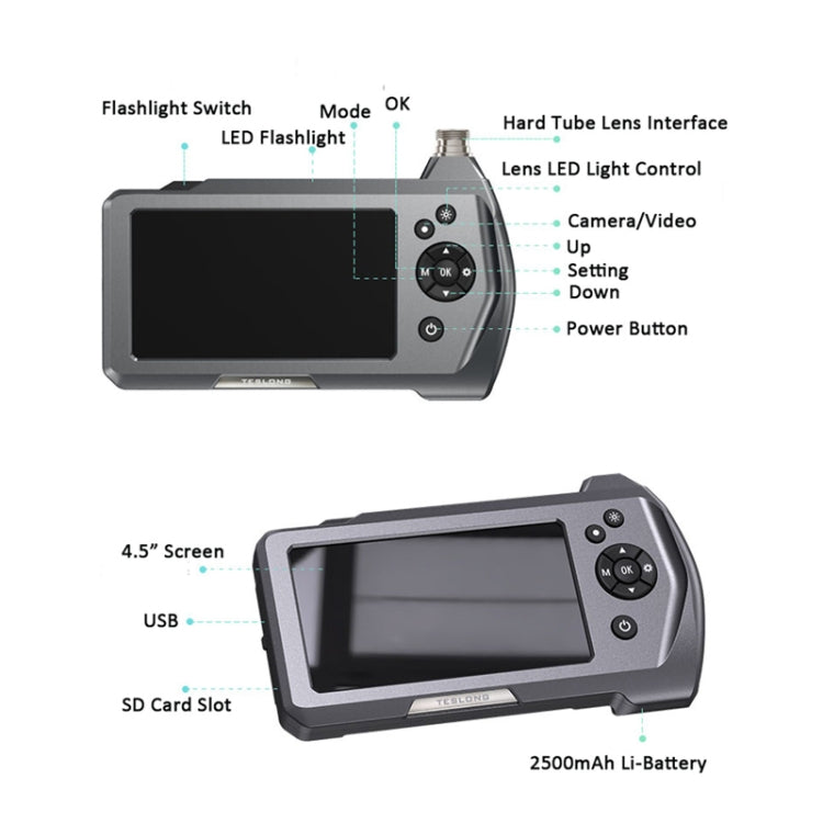 TESLONG NTS450A 4.5-inch Screen Industrial Handheld Endoscope with Light, Speci: 5.5mm Lens-1m -  by TESLONG | Online Shopping South Africa | PMC Jewellery | Buy Now Pay Later Mobicred