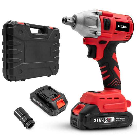 HILDA Motorized Wrenches Lithium Repair Parts With 22mm Socket, US Plug, Model: Red With 2 Battery+1 Charger(1500mAh) - Screws by HILDA | Online Shopping South Africa | PMC Jewellery | Buy Now Pay Later Mobicred