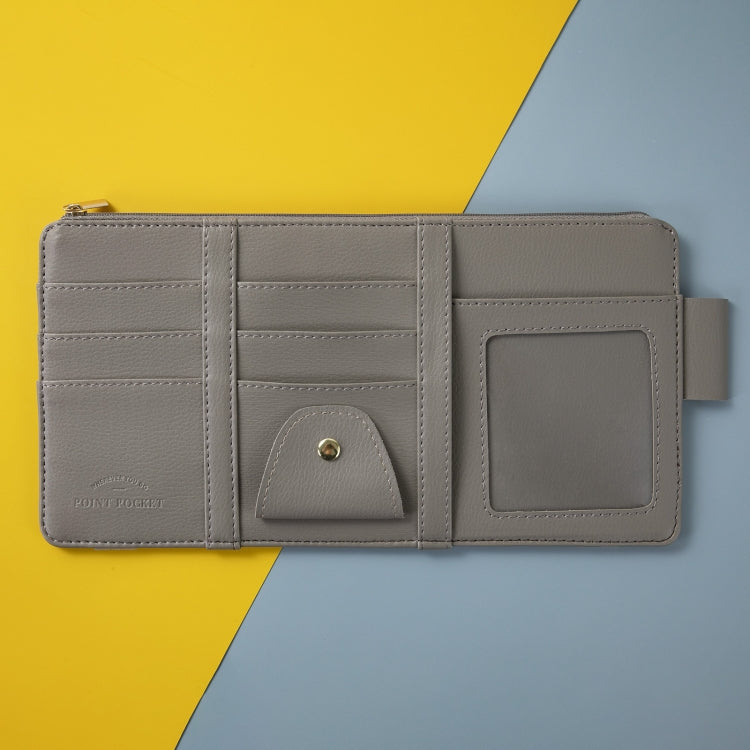 Car Sun Visor Storage Glasses Card Holder Mobile Phone Storage Bag(Zipper Gray) - Sunglasses & Glasses Clips by PMC Jewellery | Online Shopping South Africa | PMC Jewellery | Buy Now Pay Later Mobicred