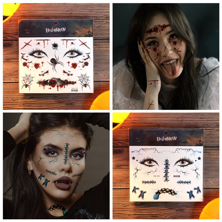 10pcs Halloween Scar Waterproof Tattoo Sticker Simulated Face Horror Stickers, Pattern: RM-046 - Stickers by PMC Jewellery | Online Shopping South Africa | PMC Jewellery