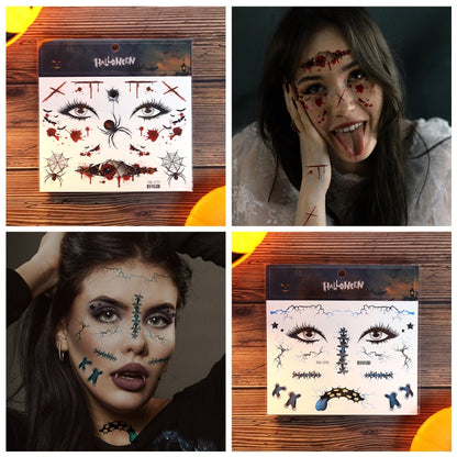 10pcs Halloween Scar Waterproof Tattoo Sticker Simulated Face Horror Stickers, Pattern: RM-046 - Stickers by PMC Jewellery | Online Shopping South Africa | PMC Jewellery