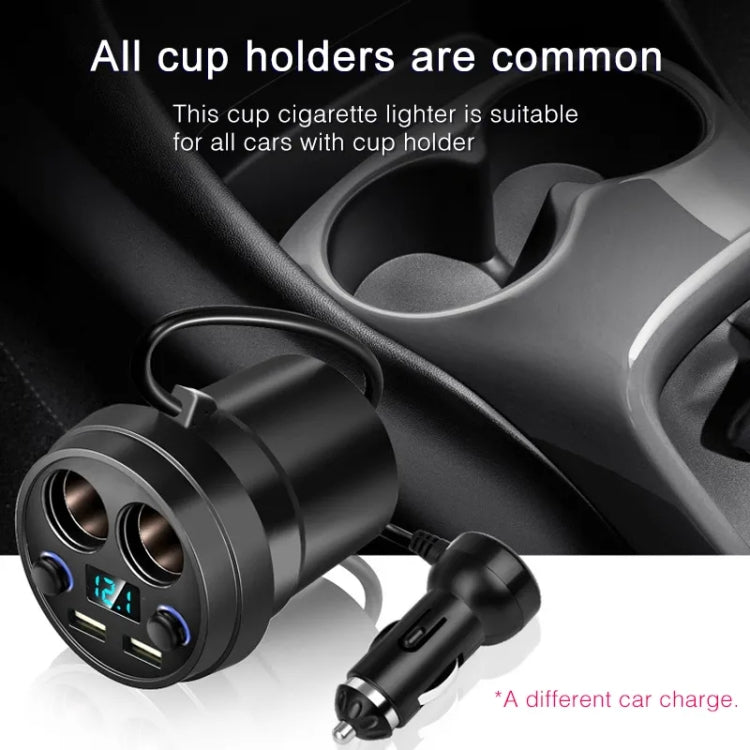 Cup Car Charger Dual USB Corded Cigarette Lighter Mobile Phone Charger(Black) - Car Charger by PMC Jewellery | Online Shopping South Africa | PMC Jewellery | Buy Now Pay Later Mobicred