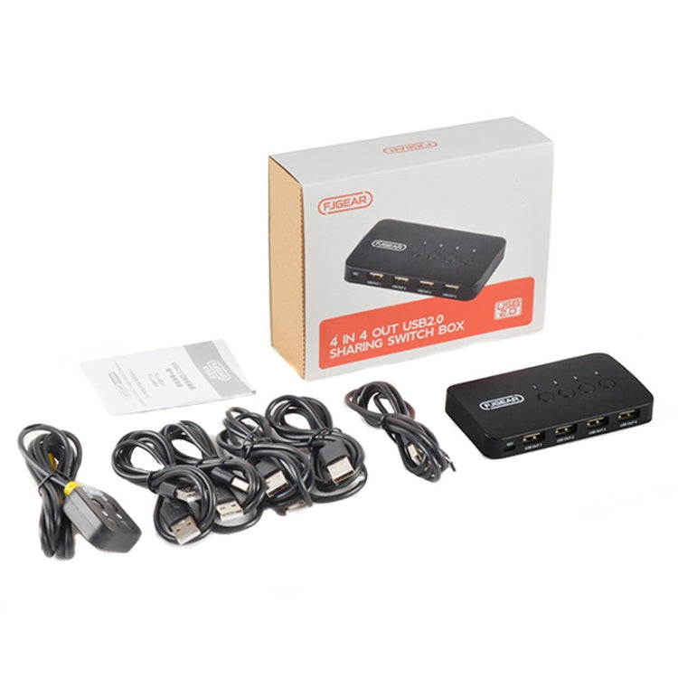 FJGEAR FJ-U404 USB2.0 4 In 4 Out Sharing Switcher With Controller - Switch by FJGEAR | Online Shopping South Africa | PMC Jewellery | Buy Now Pay Later Mobicred