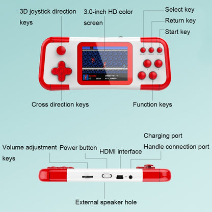 A12 3.0-Inch HD Colorful Screen Retro Handheld Game Console With 666 Built-In Games, Model: Single Blue Red - Pocket Console by PMC Jewellery | Online Shopping South Africa | PMC Jewellery | Buy Now Pay Later Mobicred