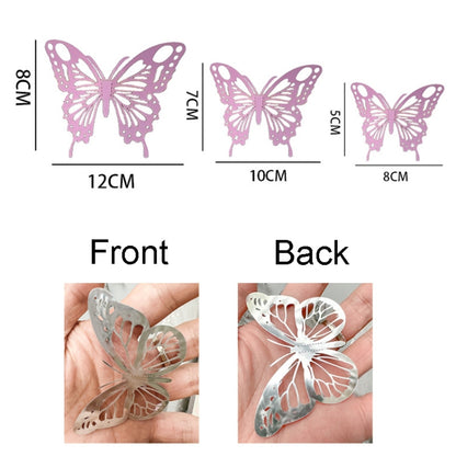 12pcs /Set 3D Simulation Skeleton Butterfly Stickers Home Background Wall Decoration Art Wall Stickers, Type: A Type Pink - Ornaments by PMC Jewellery | Online Shopping South Africa | PMC Jewellery