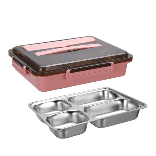 304 Stainless Steel Lunch Box Leakproof Insulated Student Dormitory Bento Box, Spec: 4 Grid Pink - Cutlery Sets by PMC Jewellery | Online Shopping South Africa | PMC Jewellery