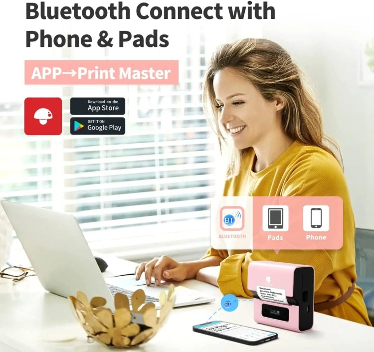 Phomemo M221 Thermal Wireless Label Printer Barcode Bluetooth Label Maker(Pink) - Printer by Phomemo | Online Shopping South Africa | PMC Jewellery | Buy Now Pay Later Mobicred