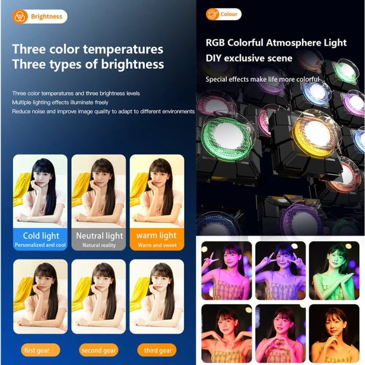 D2 Pro Mini RGB Fill Light Pocket Light with Mobile Phone Holder(White) - Selfie Light by PMC TechLife | Online Shopping South Africa | PMC TechLife | Buy Now Pay Later Mobicred