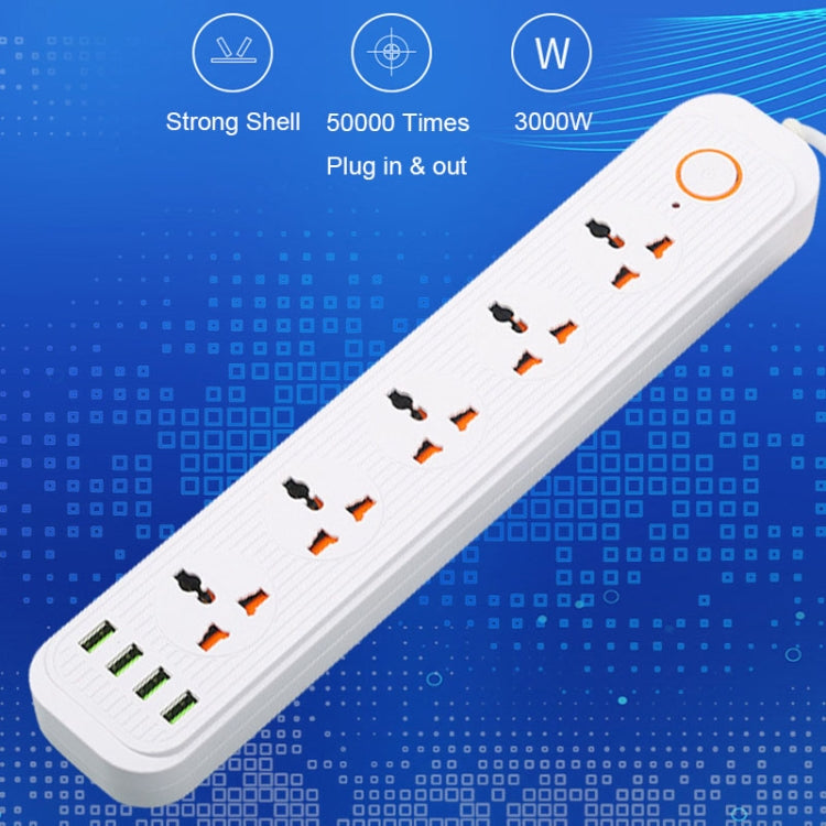 A03 2m 3000W 5 Plugs + 4-USB Ports Multifunctional Flame-retardant Socket with Switch(US Plug) - Extension Socket by PMC Jewellery | Online Shopping South Africa | PMC Jewellery | Buy Now Pay Later Mobicred