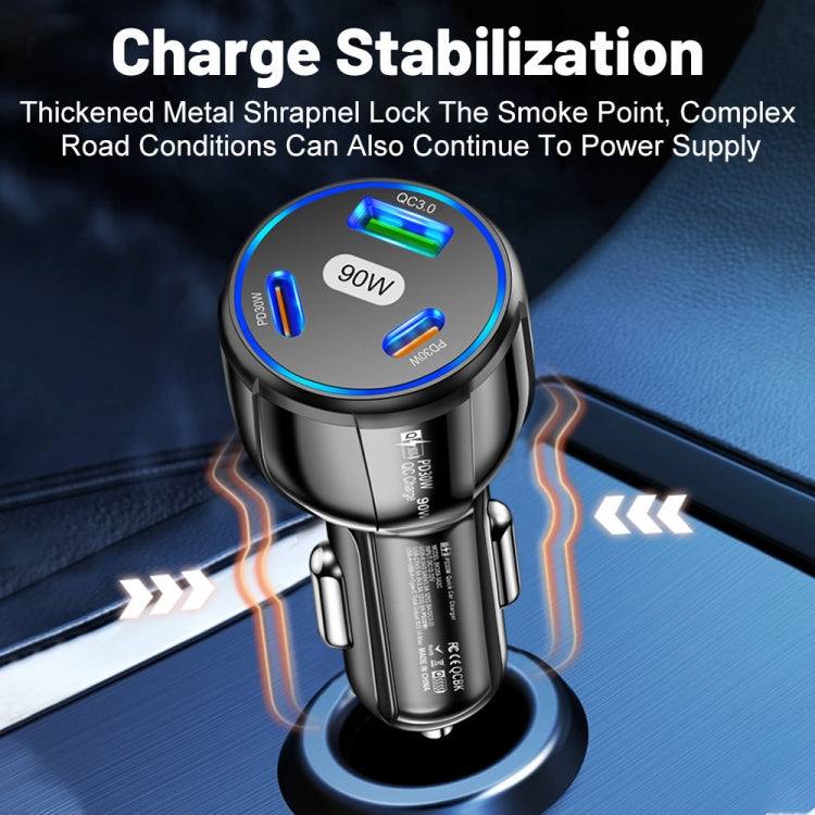 90W Super Fast Charging USB-C Car Charger Dual PD 30W+QC3.0 Charging Station(White) - Car Charger by PMC Jewellery | Online Shopping South Africa | PMC Jewellery | Buy Now Pay Later Mobicred