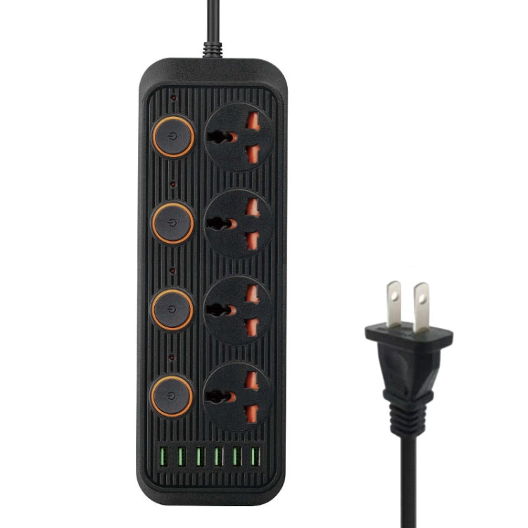 A05 2m 3000W 4 Plugs + 6-USB Ports Multifunctional Flame-Retardant Socket With Switch(US Plug) - Extension Socket by PMC TechLife | Online Shopping South Africa | PMC TechLife | Buy Now Pay Later Mobicred