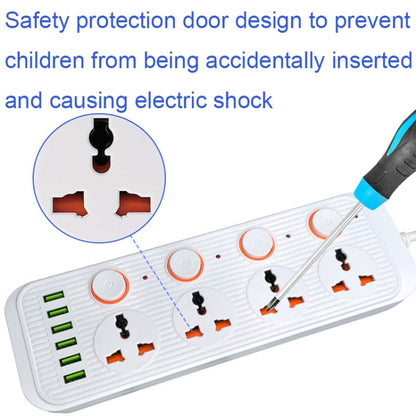 A05 2m 3000W 4 Plugs + 6-USB Ports Multifunctional Flame-Retardant Socket With Switch(US Plug) - Extension Socket by PMC Jewellery | Online Shopping South Africa | PMC Jewellery | Buy Now Pay Later Mobicred