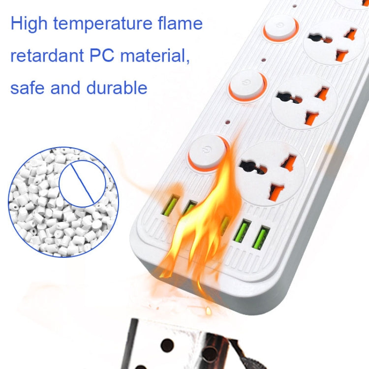 A05 2m 3000W 4 Plugs + 6-USB Ports Multifunctional Flame-Retardant Socket With Switch(US Plug) - Extension Socket by PMC TechLife | Online Shopping South Africa | PMC TechLife | Buy Now Pay Later Mobicred