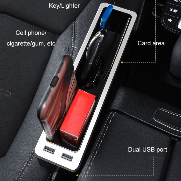 Car Seat Gap Storage Box with 2 USB Charging Port, Color: Co-pilot Silver - Stowing Tidying by PMC Jewellery | Online Shopping South Africa | PMC Jewellery | Buy Now Pay Later Mobicred