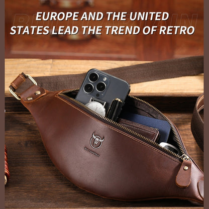 Bull Captain Retro Crazy Horse Leather Men Waist Bag Shoulder Bag Crossbody Bag(Coffee) - Waist Bags by Bull Captain | Online Shopping South Africa | PMC Jewellery | Buy Now Pay Later Mobicred