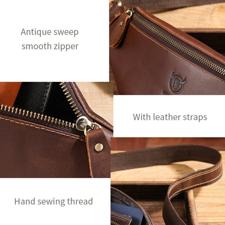 Bull Captain Retro Crazy Horse Leather Men Waist Bag Shoulder Bag Crossbody Bag(Coffee) - Waist Bags by Bull Captain | Online Shopping South Africa | PMC Jewellery | Buy Now Pay Later Mobicred