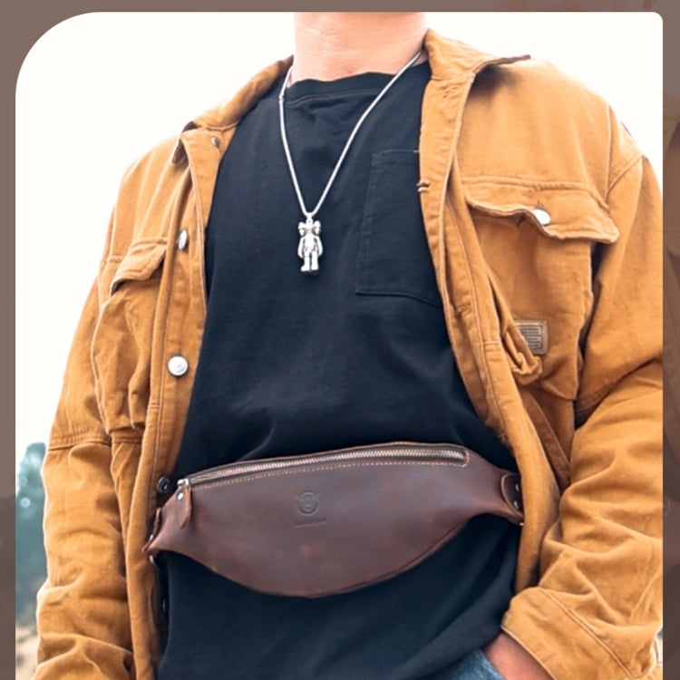 Bull Captain Retro Crazy Horse Leather Men Waist Bag Shoulder Bag Crossbody Bag(Coffee) - Waist Bags by Bull Captain | Online Shopping South Africa | PMC Jewellery | Buy Now Pay Later Mobicred