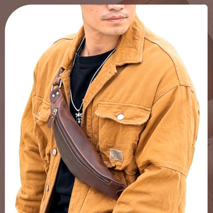 Bull Captain Retro Crazy Horse Leather Men Waist Bag Shoulder Bag Crossbody Bag(Coffee) - Waist Bags by Bull Captain | Online Shopping South Africa | PMC Jewellery | Buy Now Pay Later Mobicred