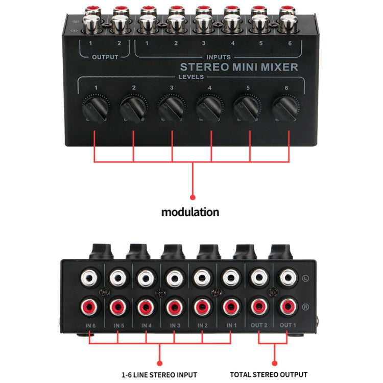 Audio Stereo Hub 6-Channel Passive Mixer Controller(CX600) - Live Sound Effects Processors by PMC TechLife | Online Shopping South Africa | PMC TechLife | Buy Now Pay Later Mobicred