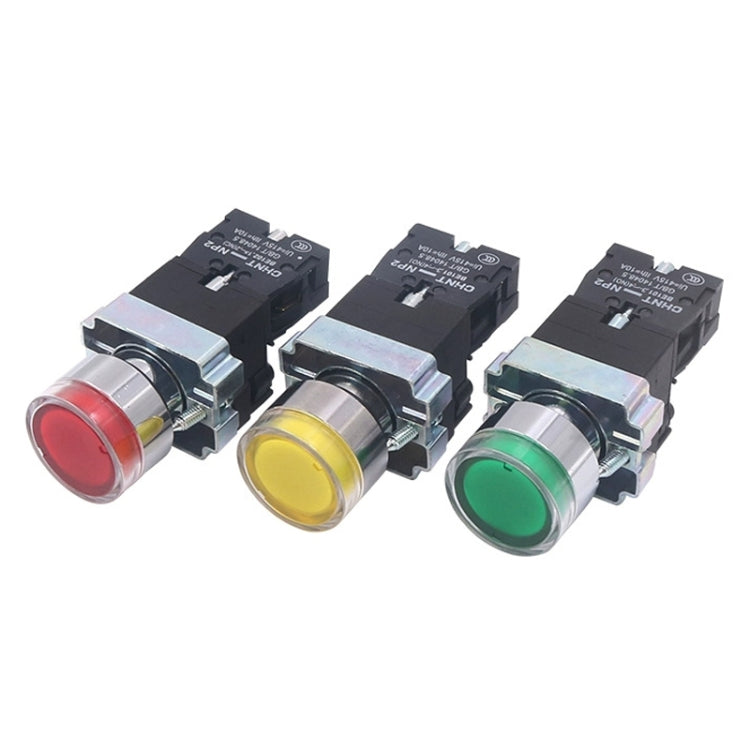 CHINT NP2-BW3363/220V 2 NO Pushbutton Switches With LED Light Silver Alloy Contact Push Button (Green) - Car Switches by PMC TechLife | Online Shopping South Africa | PMC TechLife | Buy Now Pay Later Mobicred