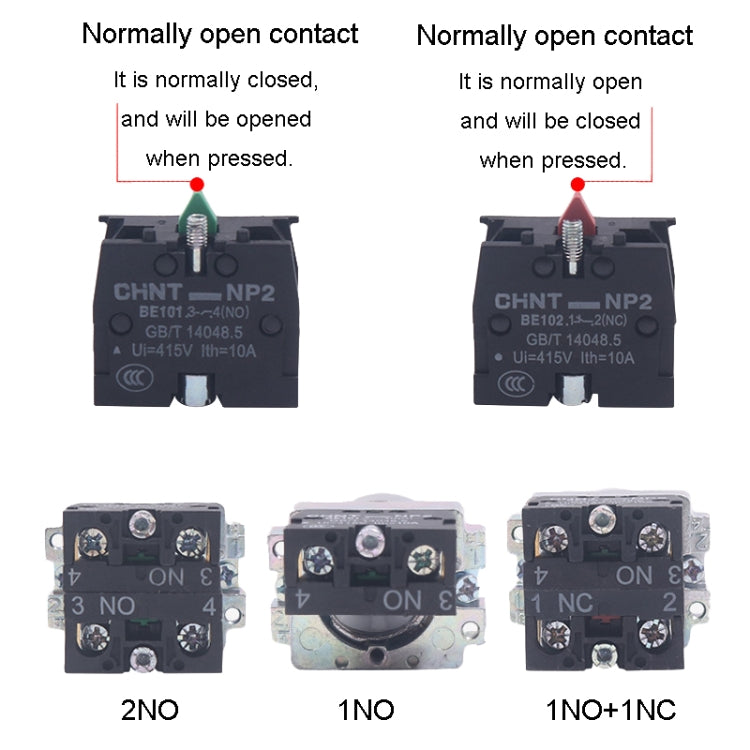 CHINT NP2-BD21 2 Gear Self-locking 1NO Power Transfer Switch Short Handle Master Knob 22mm - Car Switches by CHINT | Online Shopping South Africa | PMC Jewellery