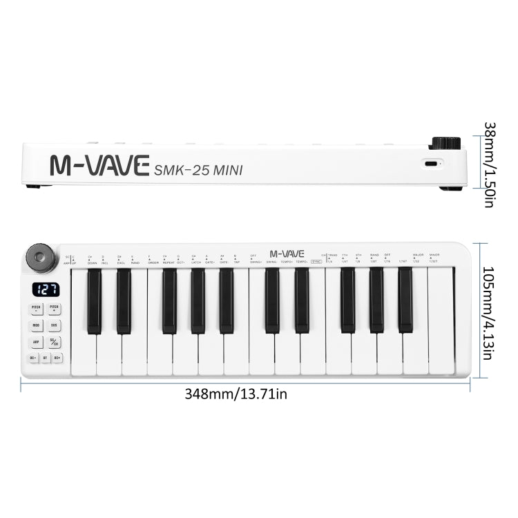 M-VAVE SKM-25MINI Digital Electronic Piano 25 Key Musical Instrument MIDI Keyboard Controller - Keyboard Instruments Accessories by M-VAVE | Online Shopping South Africa | PMC Jewellery | Buy Now Pay Later Mobicred