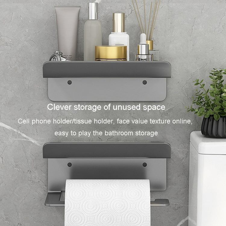 Stainless Steel Bathroom Roll Paper Holder No-Punch Cell Phone Storage Shelf, Style: Paper Rack (Black) - Shelves by PMC Jewellery | Online Shopping South Africa | PMC Jewellery