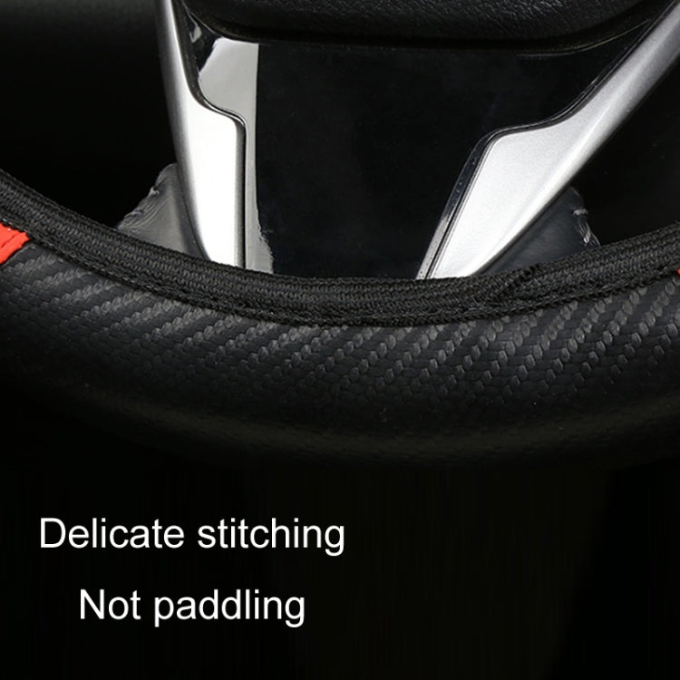 39cm Carbon Fiber Elastic Leather Without Inner Ring Car Steering Wheel Cover, Color: Black - Steering Wheel Accessories by PMC TechLife | Online Shopping South Africa | PMC TechLife | Buy Now Pay Later Mobicred