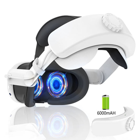 For Meta Quest 3 Rechargeable Headband Adjustable Headstrap Built In 6000mAh Battery(White) - VR Accessories by PMC Jewellery | Online Shopping South Africa | PMC Jewellery