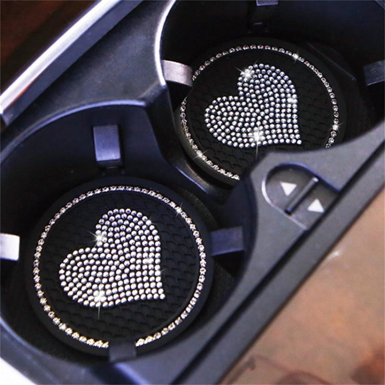 Car Round Love Diamond Honeycomb Anti-slip Coaster(Black) - Car Drink Holders by PMC Jewellery | Online Shopping South Africa | PMC Jewellery | Buy Now Pay Later Mobicred