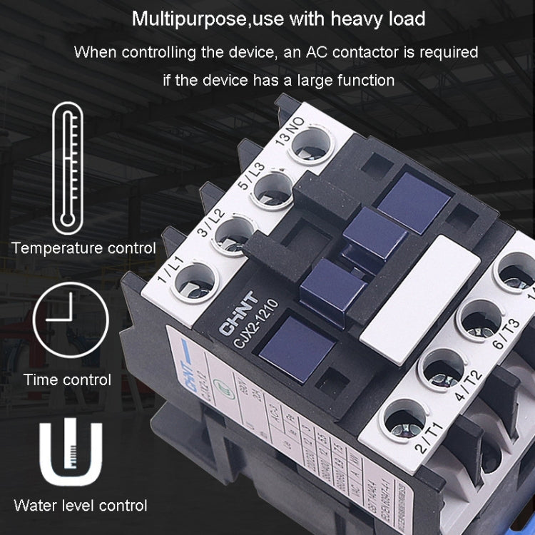 CHNT CJX2-1201 12A 220V Silver Alloy Contacts Multi-Purpose Single-Phase AC Contactor - Relays by CHNT | Online Shopping South Africa | PMC TechLife | Buy Now Pay Later Mobicred