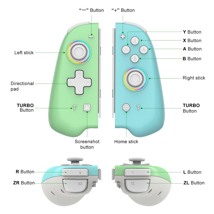 For Switch Joycon With Colorful Light Left And Right Handle(White Button) - Gamepads by PMC Jewellery | Online Shopping South Africa | PMC Jewellery | Buy Now Pay Later Mobicred