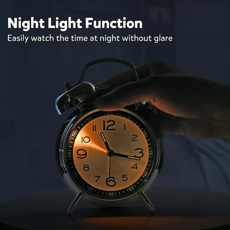 4.5 Inch Electroplated Metal Ring Bell Alarm Clock Quartz Clock With Night Light ?, Style: Luminous Black - Novelty Clock by PMc TechLife | Online Shopping South Africa | PMc TechLife | Buy Now Pay Later Mobicred
