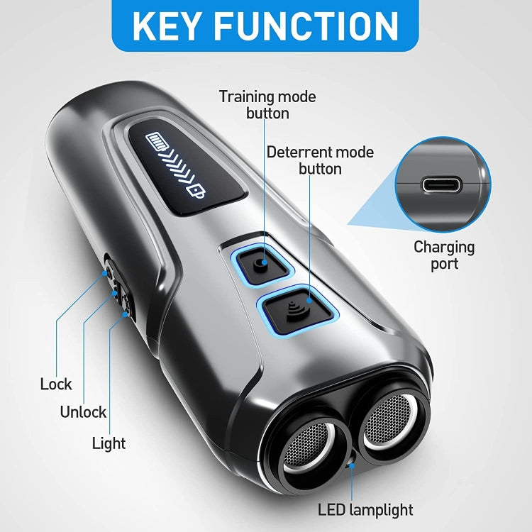 Dog Repeller Ultrasonic Pet Anti-Barking Training Device High Power Dog Repellent With LED Flashlight(Gray) - free shipping - PMC TechLife - Order now!