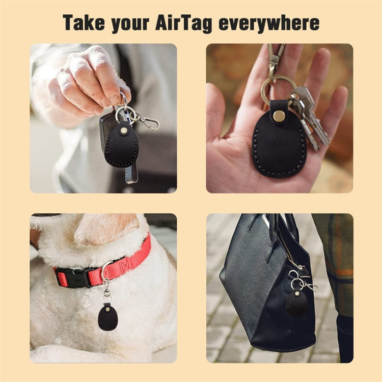 For AirTag Locator Leather Case Access Card with Keychain(Black) - Key Chain Series by PMC TechLife | Online Shopping South Africa | PMC TechLife