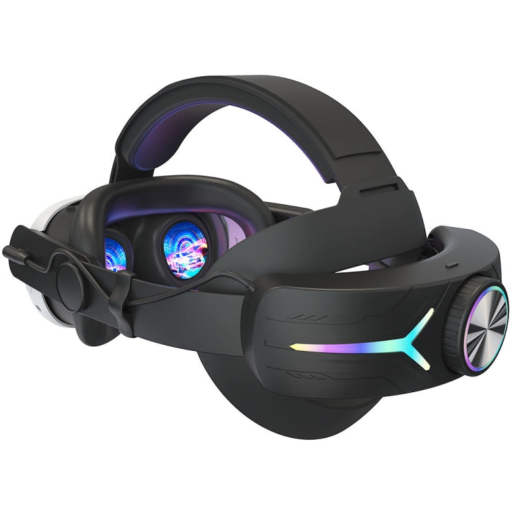 For Meta Quest 3 USB Rechargeable RGB Lighting Effect Adjustable Foldable Headset(Black) - VR Accessories by PMC TechLife | Online Shopping South Africa | PMC TechLife | Buy Now Pay Later Mobicred