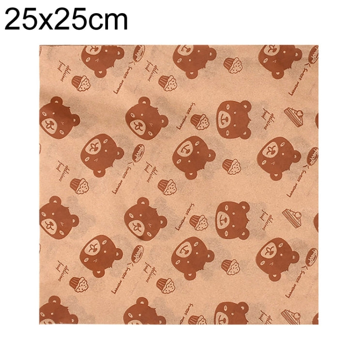100sheets /Pack Bear Pattern Greaseproof Paper Baking Wrapping Paper Food Basket Liners Paper 25x25cm - Retail Packaging by PMc TechLife | Online Shopping South Africa | PMc TechLife | Buy Now Pay Later Mobicred