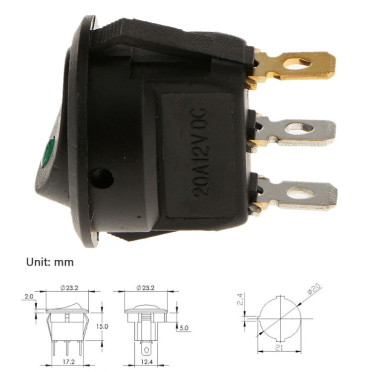 2pcs KCD1-102N Round 3Pin Rocker Switch LED Light 12V Car Modification Reverse Sensor Switch - Car Switches by PMC TechLife | Online Shopping South Africa | PMC TechLife | Buy Now Pay Later Mobicred