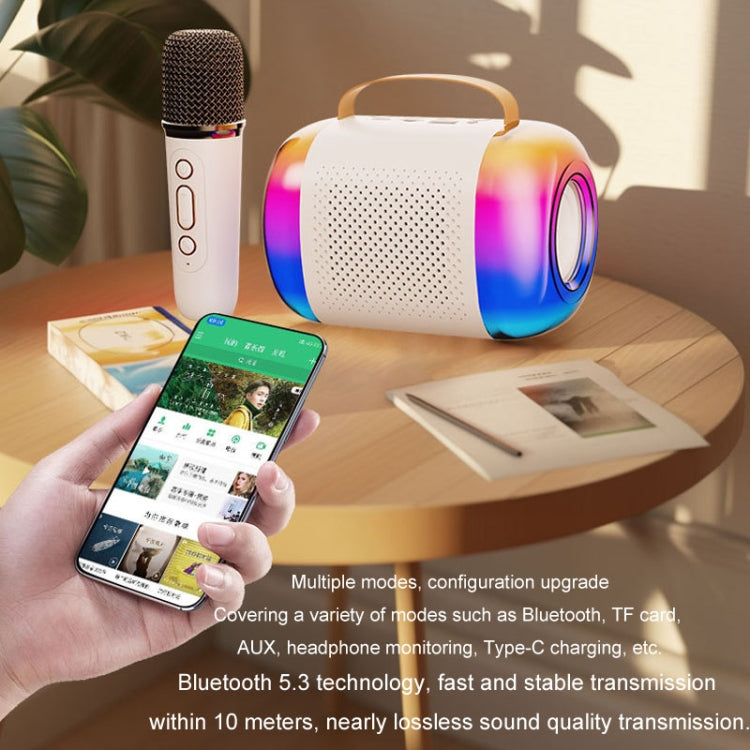 Y5 1 Microphone Portable Bluetooth Speaker Home And Outdoor Wireless Karaoke Audio(White) - Microphone by PMC TechLife | Online Shopping South Africa | PMC TechLife | Buy Now Pay Later Mobicred