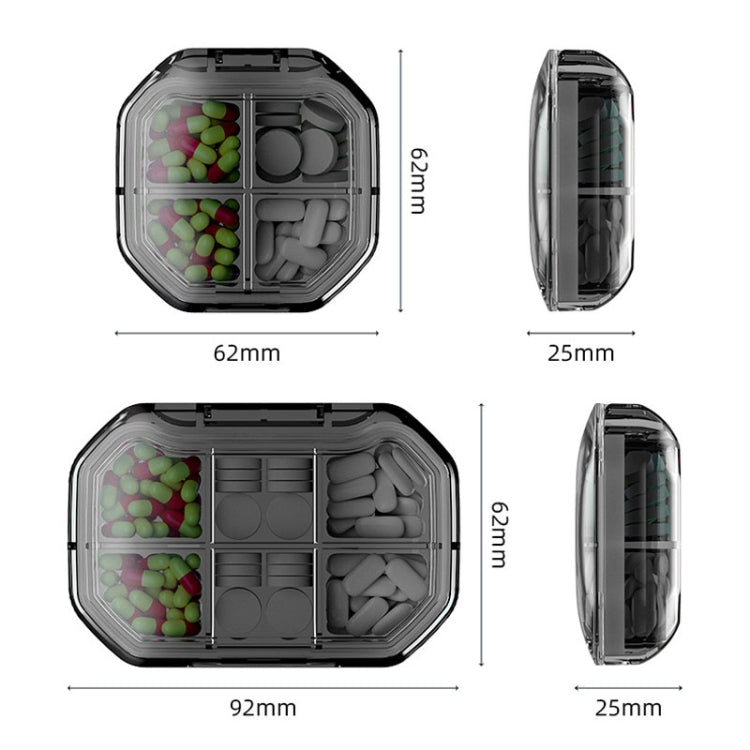 Portable Mini Compartmentalized Sealed Pill Box Weekly Morning And Evening Pill Capsule Dispensing Box, Style: 6 Grids Gray - free shipping - PMc TechLife - Order now!